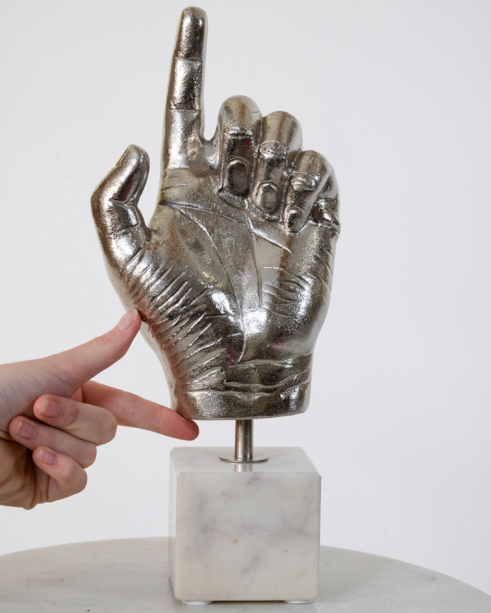 Nickel 'Silent Guide' Hand Interior Ornament To Scale