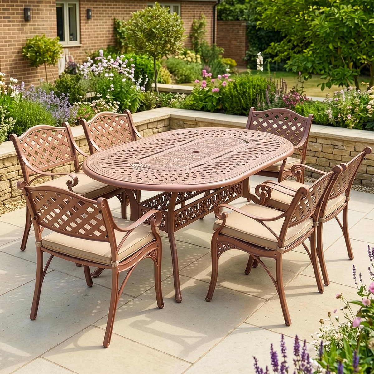 'Blakesley' Terracotta Six Seater Garden Dining Set
