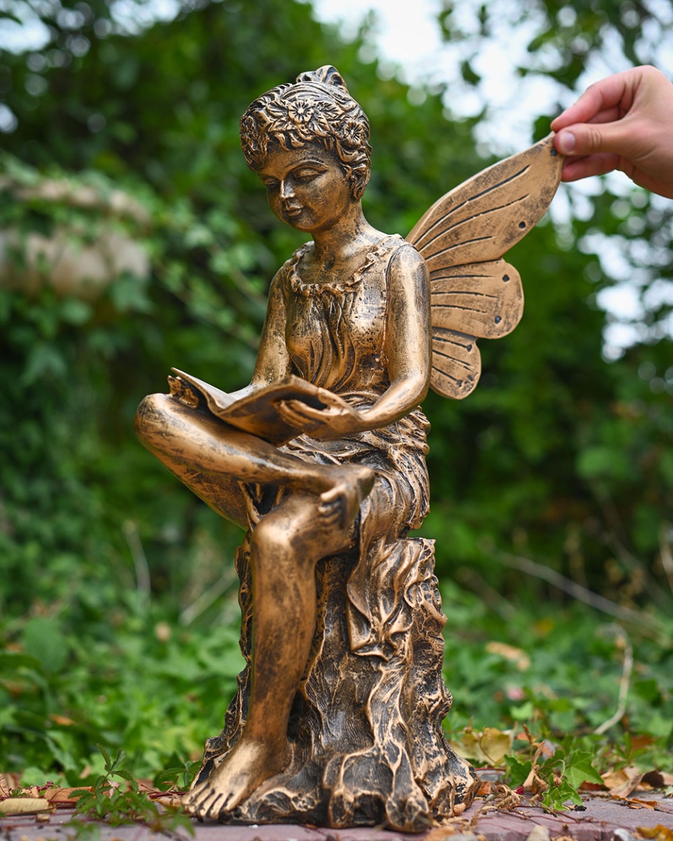 Bronze 'Elara Page' Reading Fairy Garden Sculpture