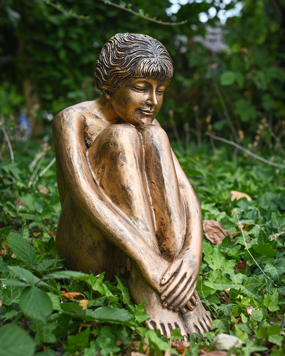 Bronze 'Penny Fernwood' Thinking Girl Garden Sculpture