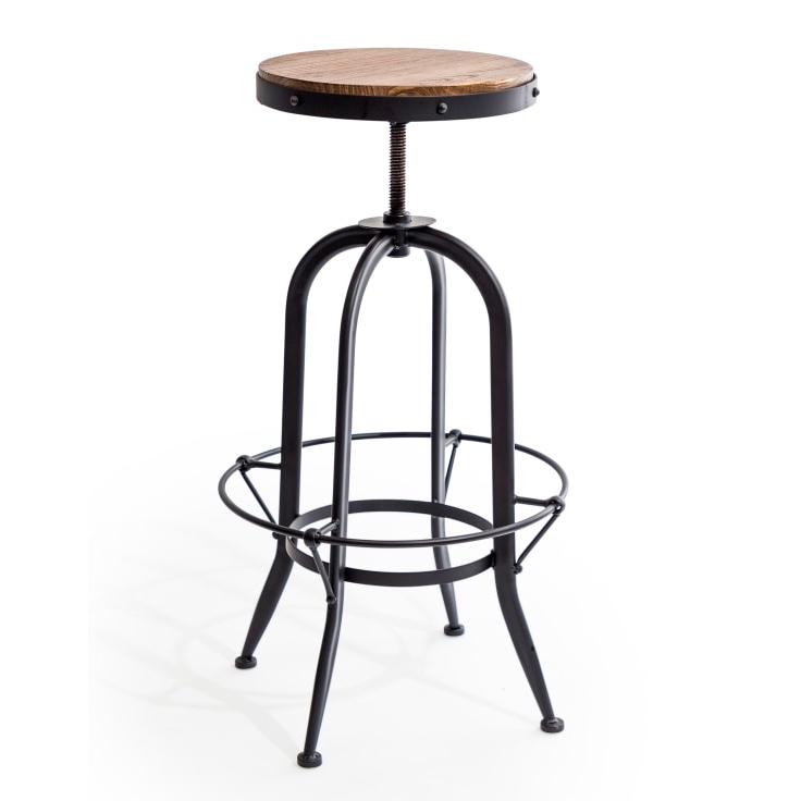 Industrial Wood & Iron Adjustable Ba…