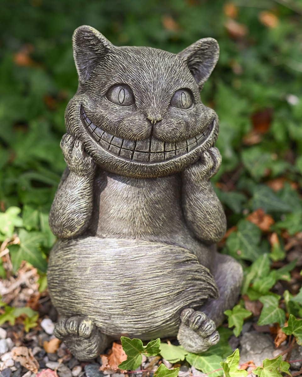 Verdigris 'Cheshire Cat' Garden Sculpture