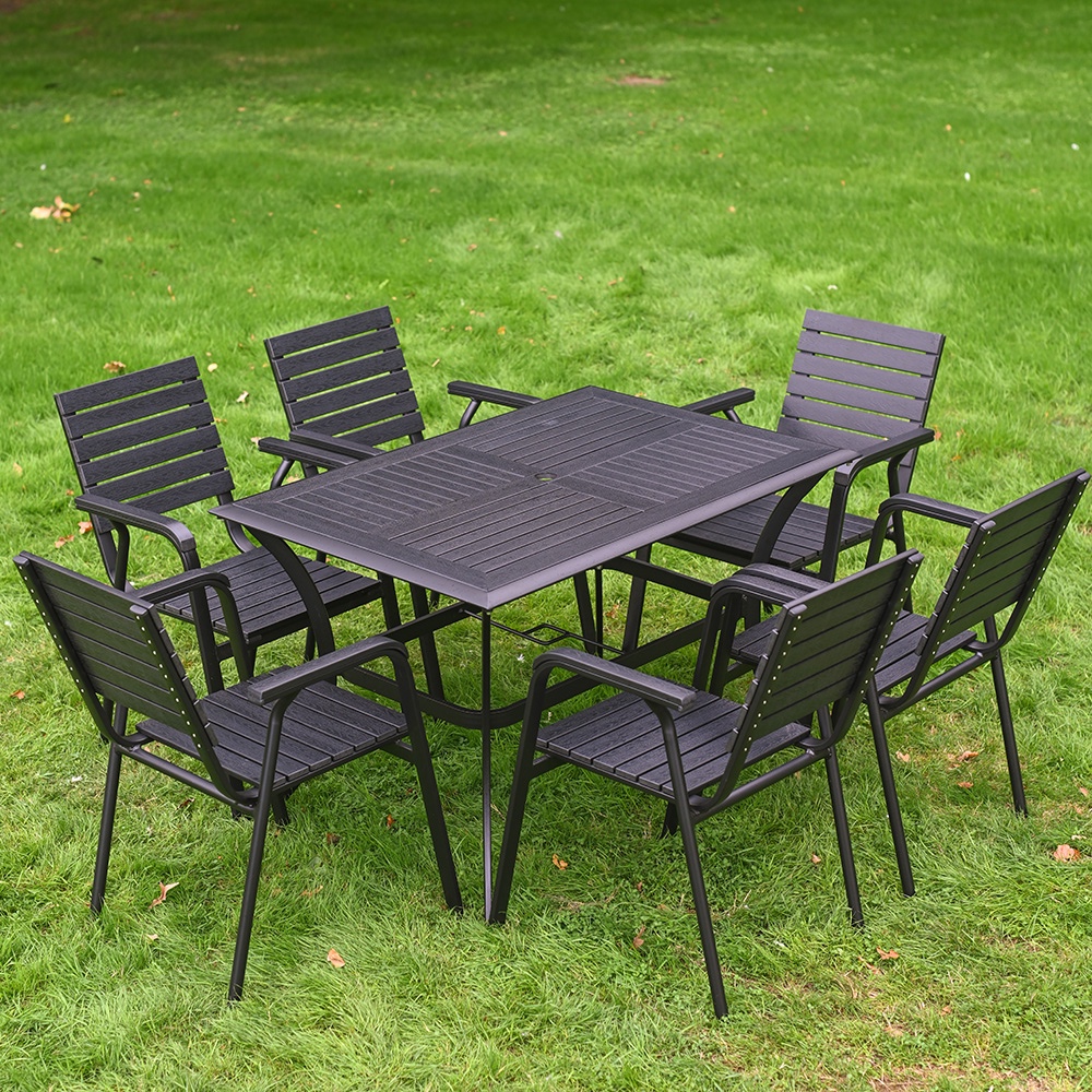'Ardley' Black Six Seater Garden Dining Set