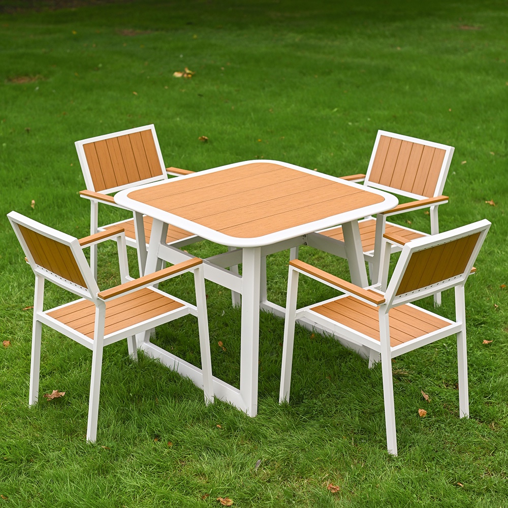 'Avena' White Four Seater Garden Dining Set