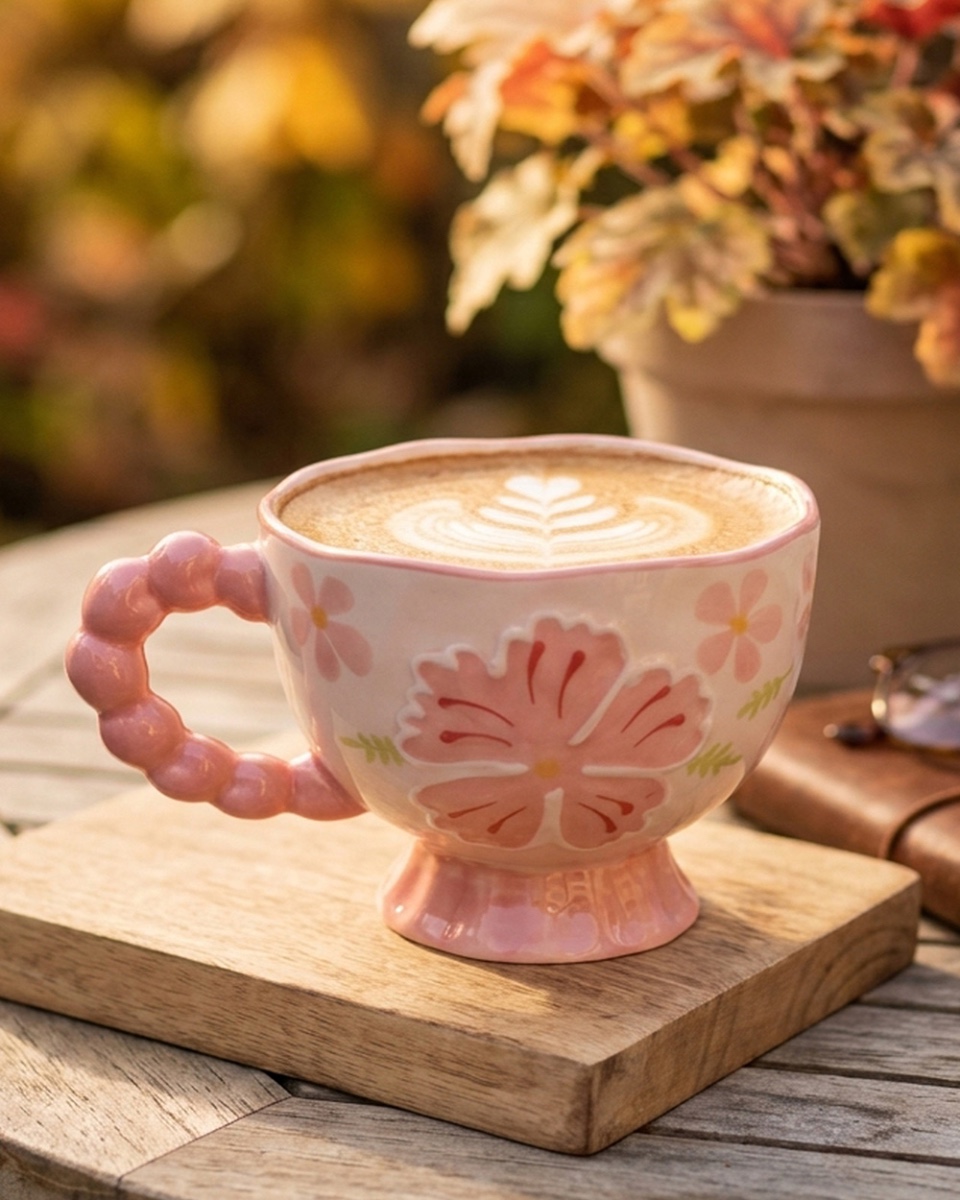 'Beaded Blossom' Ceramic Tea Cup