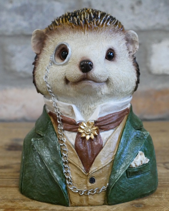 'Bristled Banker' Resin Hedgehog Bust