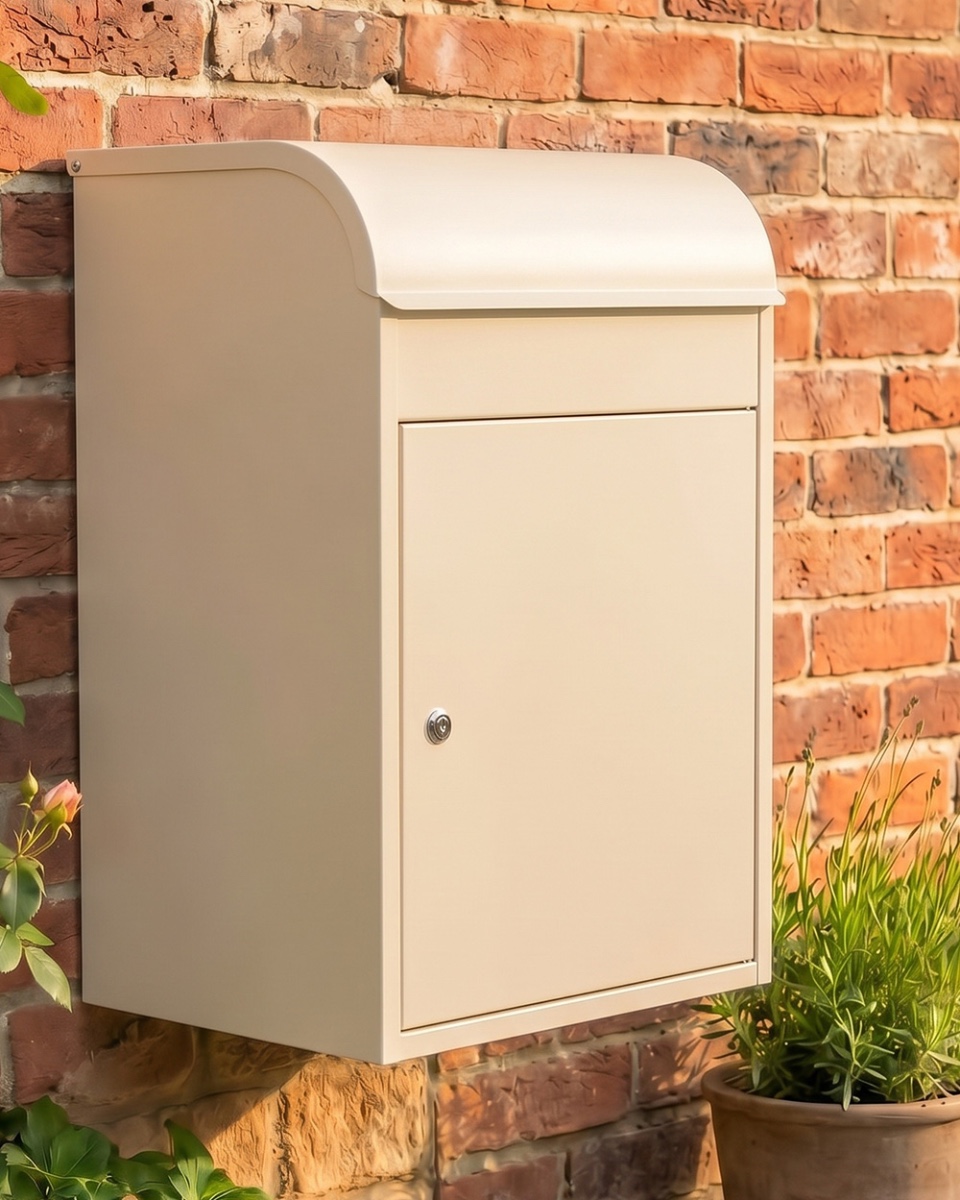 'Kurbado' Cream Wall Mounted Parcel Box - 60cm