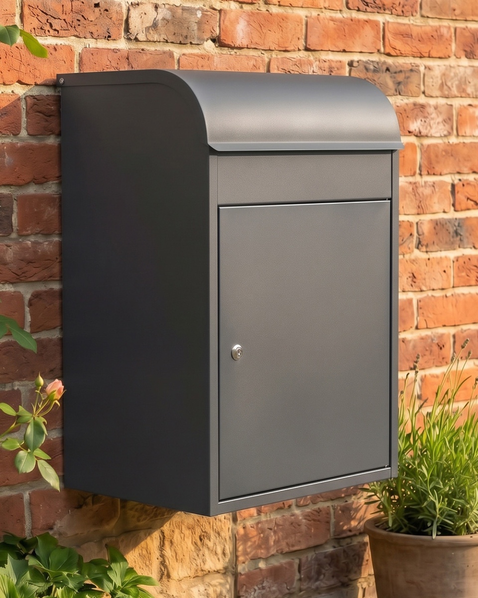 'Kurbado' Grey Wall Mounted Parcel Box - 60cm