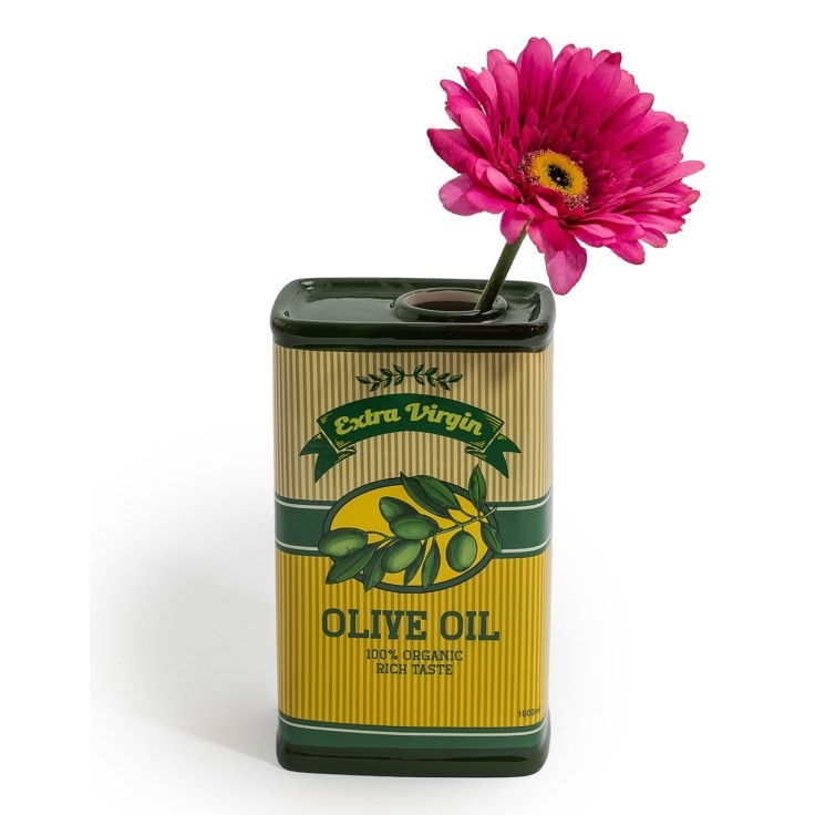 Retro Olive Oil Drum Ceramic Vase