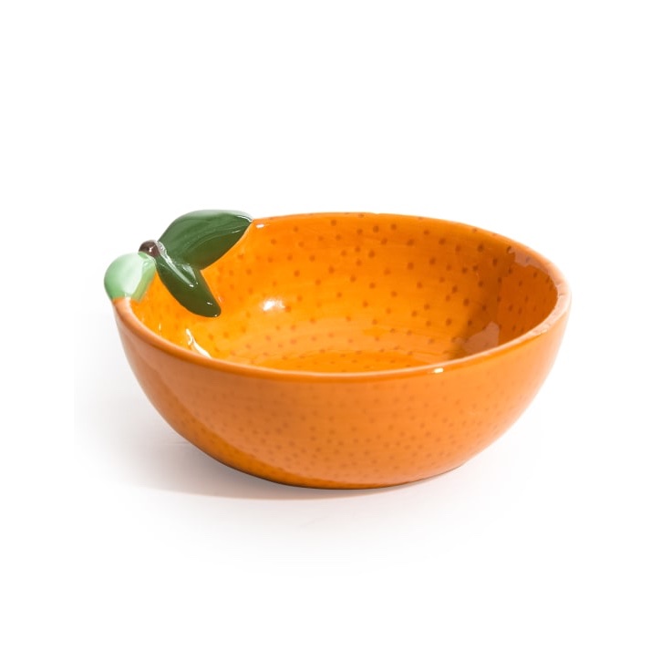 Painted Orange Ceramic Bowl