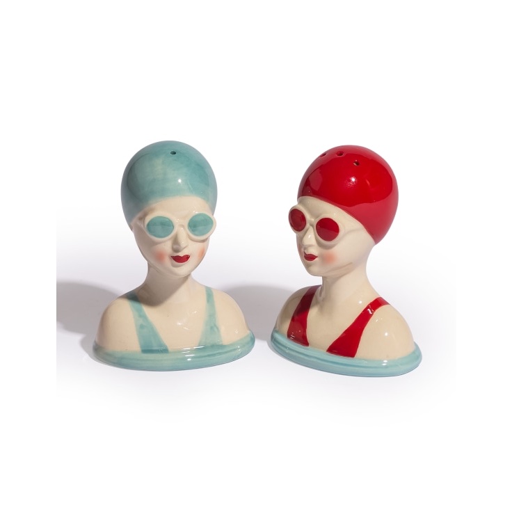 Ceramic Vintage Swimmer Salt & Pepper Shaker Set